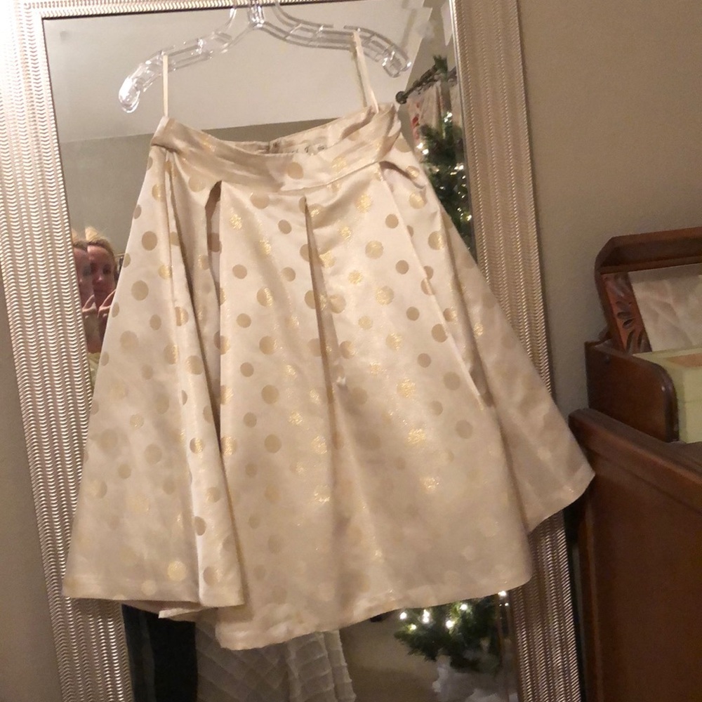 Eliza J champagne polka dot skirt sz 12